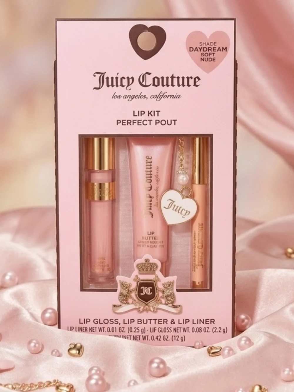 4 Piece Juicy Couture Lip Kit in Soft Pink Nude & Charm